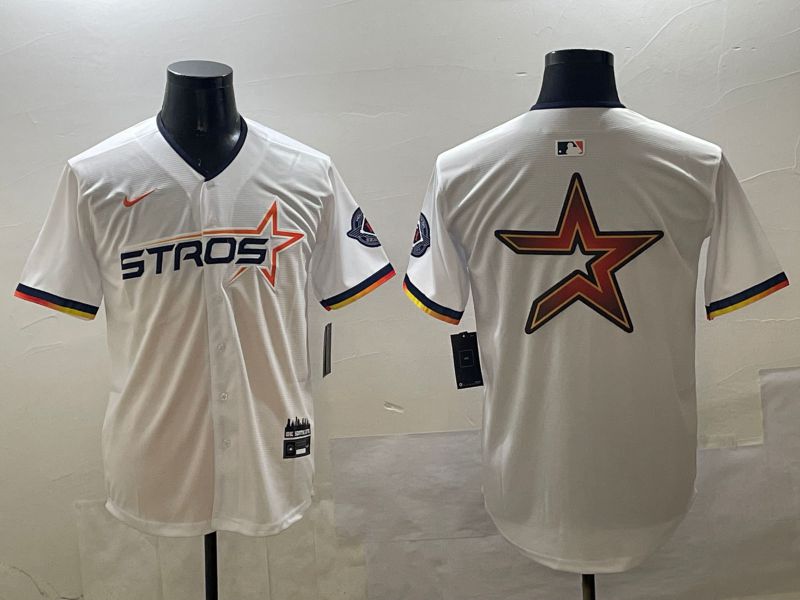 Men Houston Astros Blank White Three generations Joint Name 2025 Nike MLB Jersey style 9->houston astros->MLB Jersey